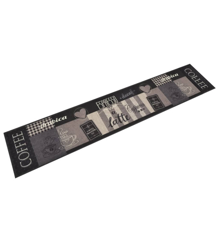 Tapis de cuisine lavable impression café noir 60x300 cm velours | Mobilier & Déco