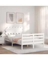 Cadre de lit sans matelas blanc bois massif | Mobilier & Déco