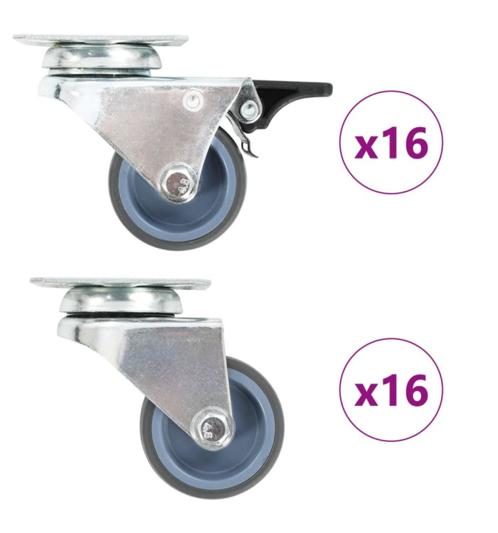 32 pcs Roulettes pivotantes doubles 50 mm | Mobilier & Déco