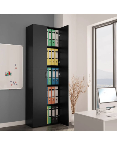 Armoire de bureau Noir 60x32x190 cm Bois d'ingénierie | Mobilier & Déco