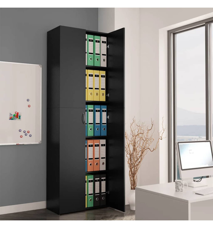 Armoire de bureau Noir 60x32x190 cm Bois d'ingénierie | Mobilier & Déco