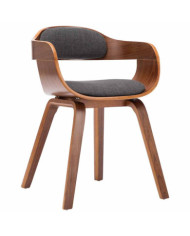 Chaise de salle à manger Gris foncé Tissu et bois courbé | Mobilier & Déco