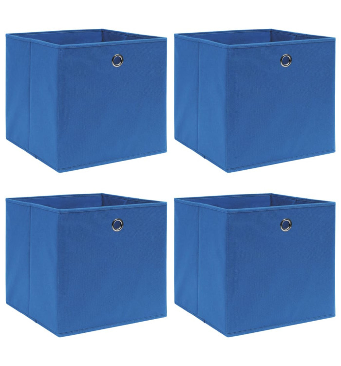 Boîtes de rangement 4 pcs Bleu 32x32x32 cm Tissu | Mobilier & Déco