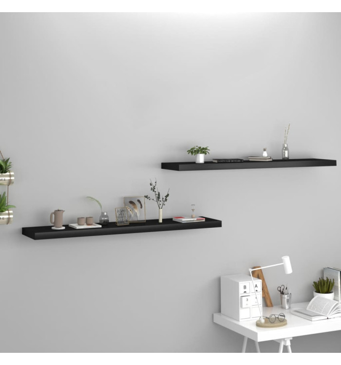 Étagères murales flottantes 2 pcs noir 120x23,5x3,8 cm MDF | Mobilier & Déco