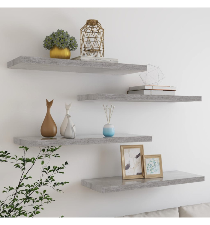 Étagères murales flottantes 4 pcs gris béton 80x23,5x3,8 cm MDF | Mobilier & Déco