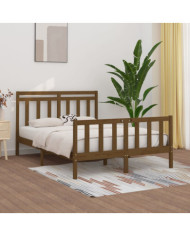 Cadre de lit sans matelas marron miel bois pin massif 150x200cm | Mobilier & Déco
