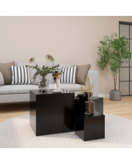 Tables d'appoint 3 pcs Noir Bois d’ingénierie | Mobilier & Déco