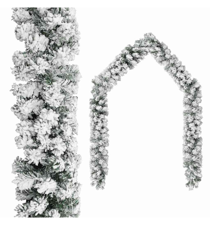 Guirlande de Noël avec neige floquée Vert 5 m PVC | Mobilier & Déco