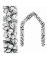 Guirlande de Noël avec neige floquée Vert 5 m PVC | Mobilier & Déco