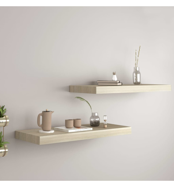 Étagères murales flottantes 2 pcs chêne 60x23,5x3,8 cm MDF | Mobilier & Déco