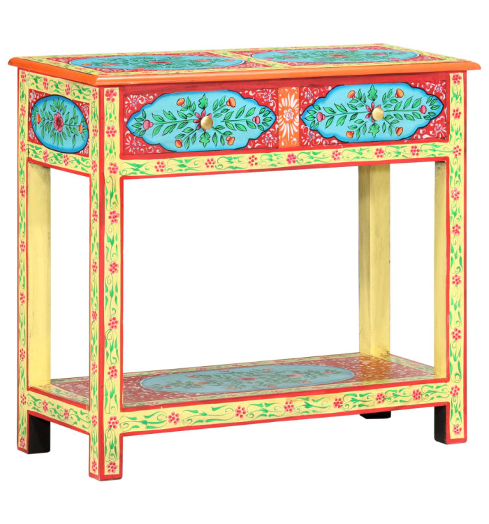 Table console peinte à la main 80x35x75 cm Bois de manguier | Mobilier & Déco