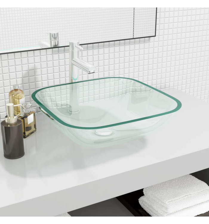 Lavabo Verre 42x42x14 cm Transparent | Mobilier & Déco