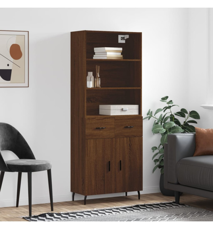 Buffet haut Chêne marron 69,5x34x180 cm Bois d'ingénierie | Mobilier & Déco