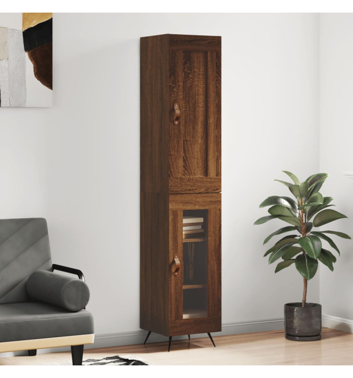 Buffet haut Chêne marron 34,5x34x180 cm Bois d'ingénierie | Mobilier & Déco