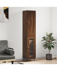 Buffet haut Chêne marron 34,5x34x180 cm Bois d'ingénierie | Mobilier & Déco