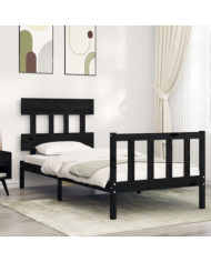 Cadre de lit sans matelas noir 90x200 cm bois de pin massif | Mobilier & Déco