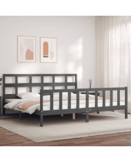 Cadre de lit avec tête de lit gris Super King Size bois massif | Mobilier & Déco