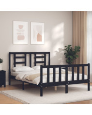Cadre de lit sans matelas noir 140x190 cm bois de pin massif | Mobilier & Déco