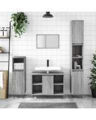 Ensemble de meubles de salle de bain 3 pcs Sonoma gris | Mobilier & Déco