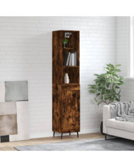 Buffet haut Chêne fumé 34,5x34x180 cm Bois d'ingénierie | Mobilier & Déco