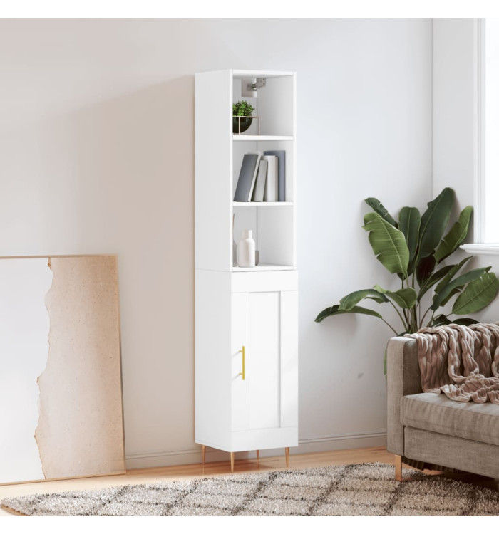 Buffet haut Blanc 34,5x34x180 cm Bois d'ingénierie | Mobilier & Déco