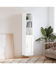 Buffet haut Blanc 34,5x34x180 cm Bois d'ingénierie | Mobilier & Déco
