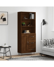 Buffet haut Chêne marron 69,5x34x180 cm Bois d'ingénierie | Mobilier & Déco