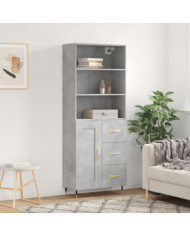Buffet haut Gris béton 69,5x34x180 cm Bois d'ingénierie | Mobilier & Déco