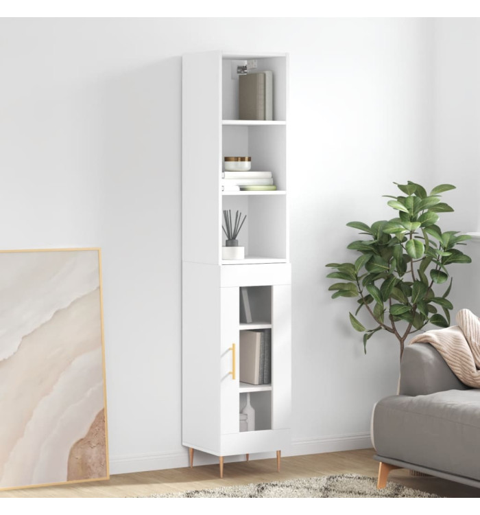 Buffet haut Blanc 34,5x34x180 cm Bois d'ingénierie | Mobilier & Déco