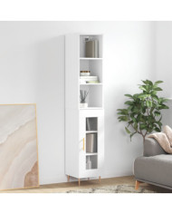 Buffet haut Blanc 34,5x34x180 cm Bois d'ingénierie | Mobilier & Déco