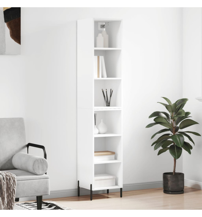 Buffet haut Blanc 34,5x32,5x180 cm Bois d'ingénierie | Mobilier & Déco