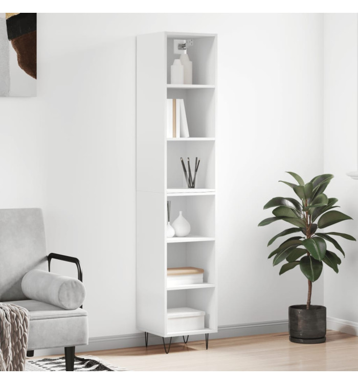 Buffet haut Blanc 34,5x32,5x180 cm Bois d'ingénierie | Mobilier & Déco