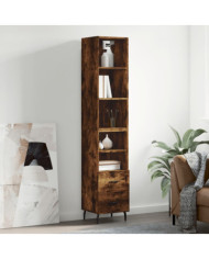 Buffet haut Chêne fumé 34,5x34x180 cm Bois d'ingénierie | Mobilier & Déco