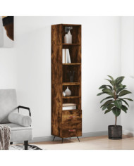 Buffet haut Chêne fumé 34,5x34x180 cm Bois d'ingénierie | Mobilier & Déco