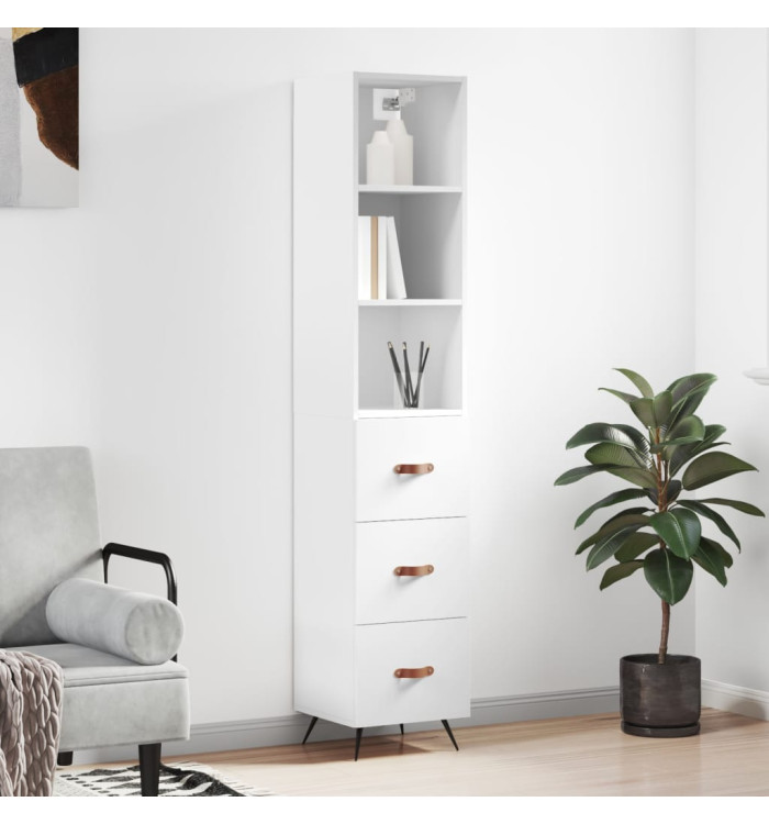 Buffet haut Blanc 34,5x34x180 cm Bois d'ingénierie | Mobilier & Déco
