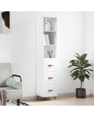 Buffet haut Blanc 34,5x34x180 cm Bois d'ingénierie | Mobilier & Déco