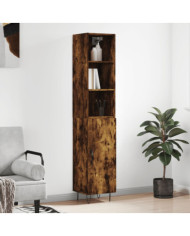 Buffet haut Chêne fumé 34,5x34x180 cm Bois d'ingénierie | Mobilier & Déco