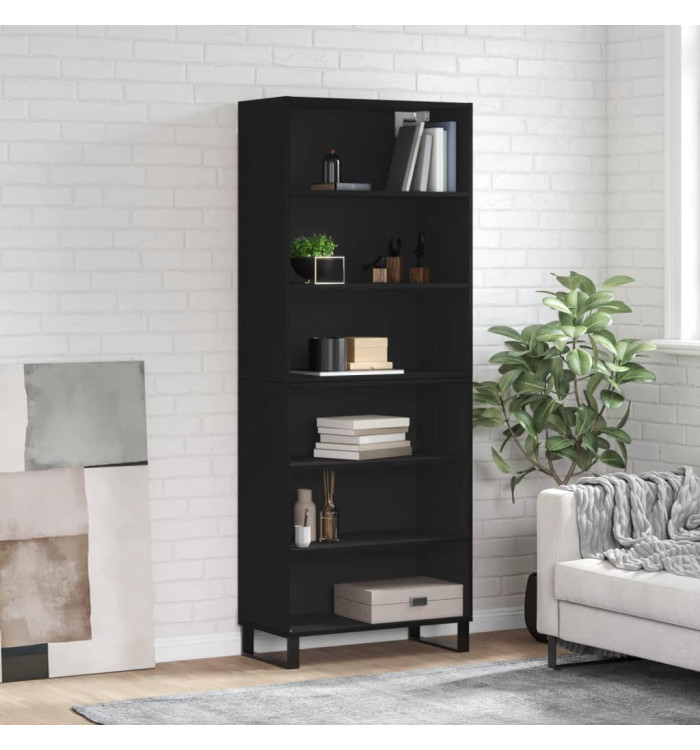 Buffet noir 69,5x32,5x180 cm bois d'ingénierie | Mobilier & Déco