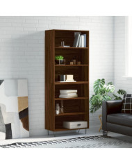Buffet chêne marron 69,5x32,5x180 cm bois d'ingénierie | Mobilier & Déco
