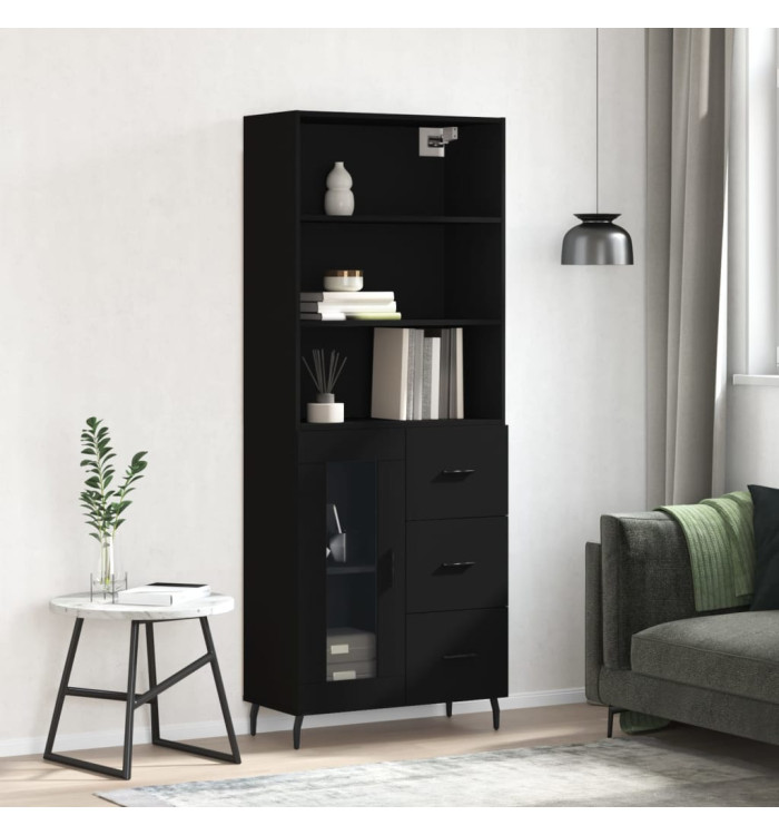 Buffet haut Noir 69,5x34x180 cm Bois d'ingénierie | Mobilier & Déco