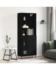 Buffet haut Noir 69,5x34x180 cm Bois d'ingénierie | Mobilier & Déco
