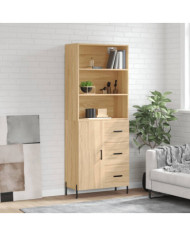 Buffet haut Chêne sonoma 69,5x34x180 cm Bois d'ingénierie | Mobilier & Déco
