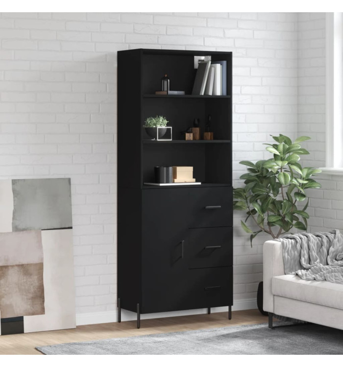 Buffet haut Noir 69,5x34x180 cm Bois d'ingénierie | Mobilier & Déco