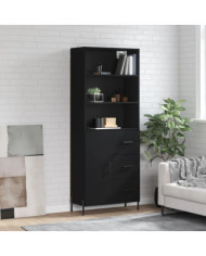 Buffet haut Noir 69,5x34x180 cm Bois d'ingénierie | Mobilier & Déco