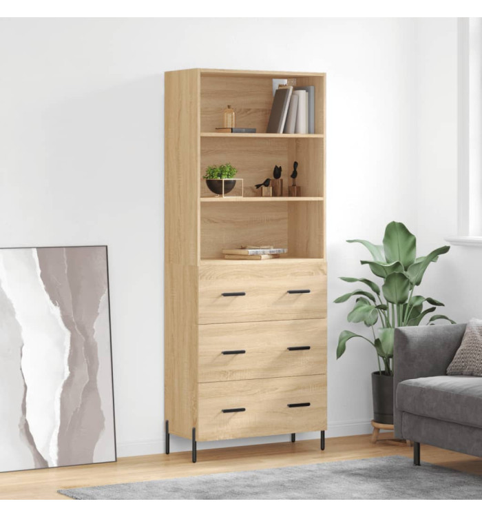Buffet haut Chêne sonoma 69,5x34x180 cm Bois d'ingénierie | Mobilier & Déco