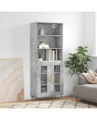 Buffet haut Gris béton 69,5x34x180 cm Bois d'ingénierie | Mobilier & Déco