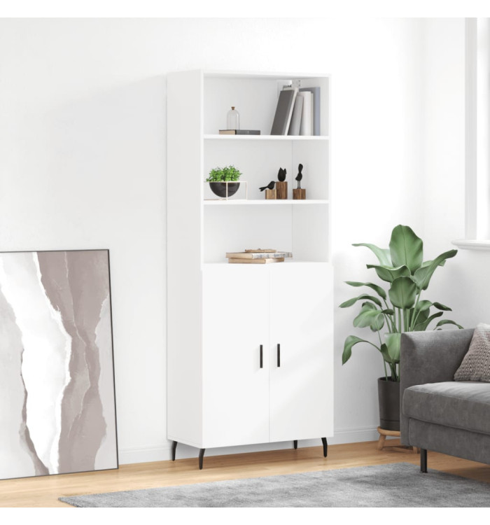 Buffet haut Blanc 69,5x34x180 cm Bois d'ingénierie | Mobilier & Déco