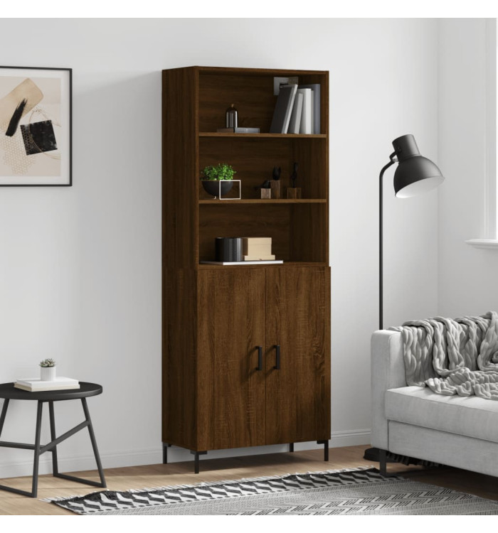 Buffet haut Chêne marron 69,5x34x180 cm Bois d'ingénierie | Mobilier & Déco