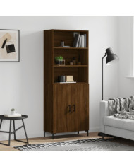 Buffet haut Chêne marron 69,5x34x180 cm Bois d'ingénierie | Mobilier & Déco