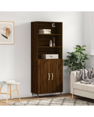 Buffet haut Chêne marron 69,5x34x180 cm Bois d'ingénierie | Mobilier & Déco